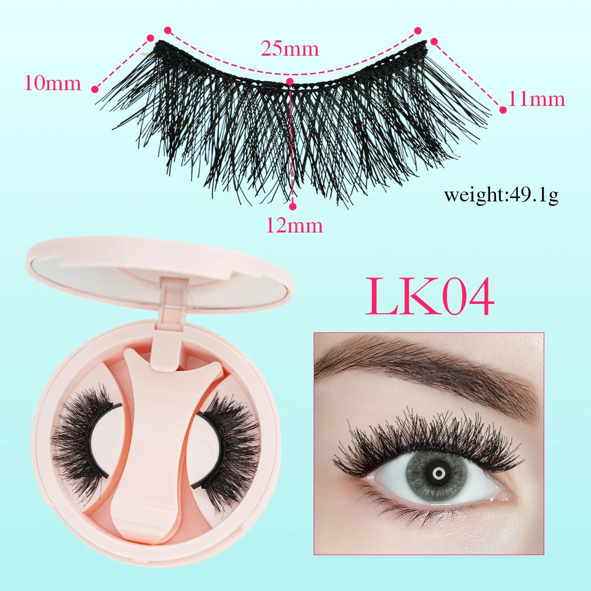 1 Pairs Magnetic Fake Eyelashes Kit Handmade Fluffy Faux Mink Lashes Curler 3D False Eyelashes Extension Makeup with Tweezers