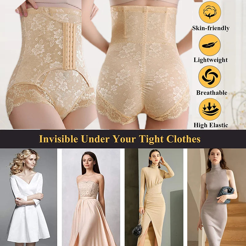 Dimmkof Lace Body Shaper Panties Shapewear Underwear High Waist Tummy Control Body Shaper Underwear Panties Slimming Waist