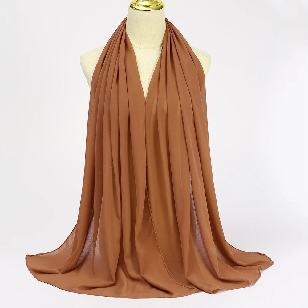 Muslim Chiffon Hijabs For Woman Long Solid Color Head Wrap For Women Shawls Scarves Ladies Muslim Veil Hijab