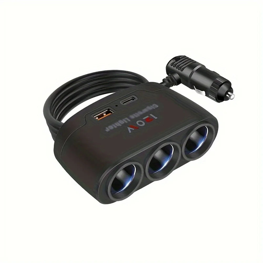 120W 3 In 1 Fast Charge Car Mobile Phone Charger Cigarette Lighter Adapter Fast Charging Plug Phone Power Adapter For Car DVR GP