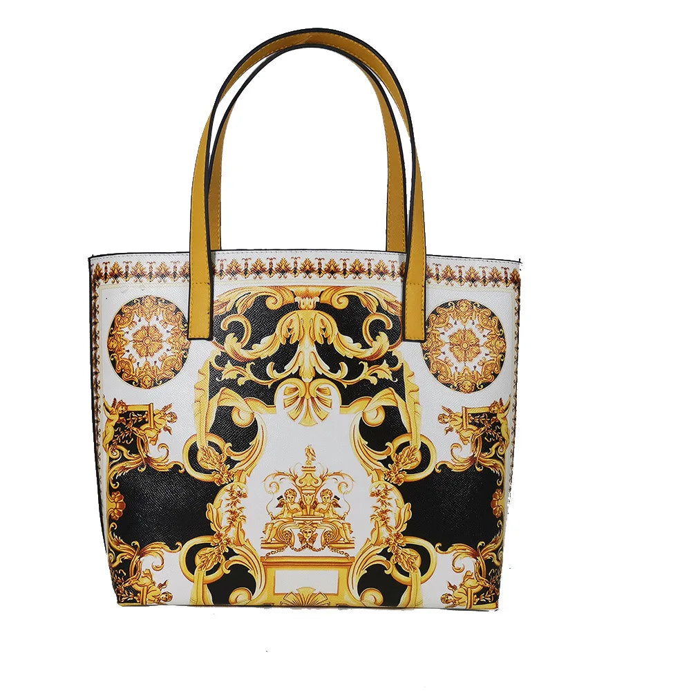 Italy Luxury Print Travel Shoulder Bag Floral Textured-Leather Shopper Tote large tote bag famous brand bag women girl handbag