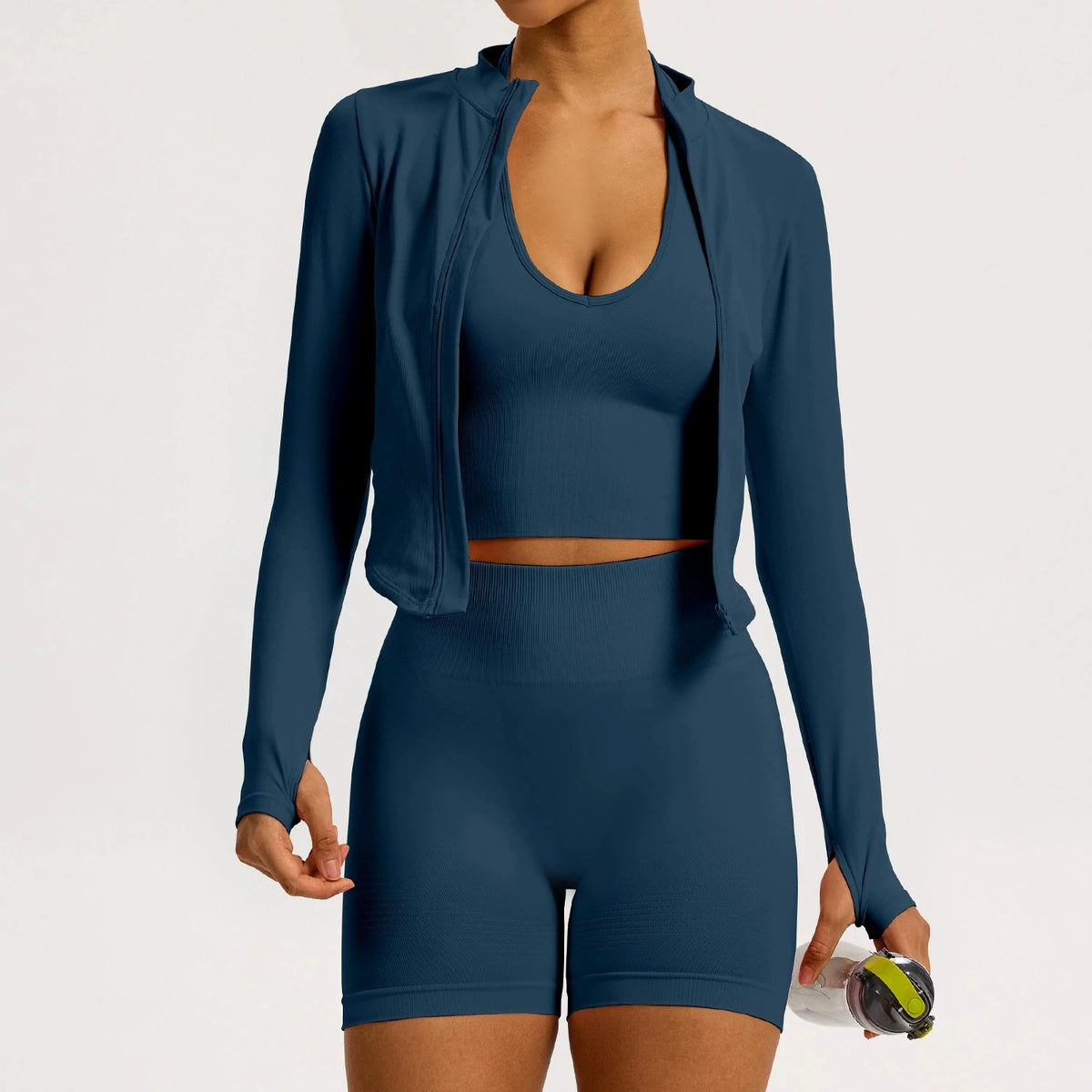 2/3PCS Yoga Set Women Gym Long Sleeve Sports Suits Fitness Bra Crop Top Workout Clothes Female Solid Seamless Legging Sportswear