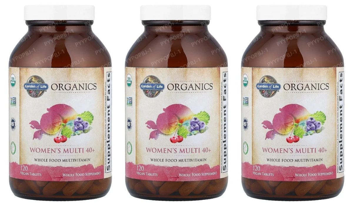 Garden of Life Multivitamin for Women 40 Plus Organics Womens Vitamins Hormone Breast Health Support Blend Vegan 120 Tablets