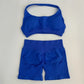 Yoga Shorts Set Seamless Yoga Set Workout Scrunch Shorts Sets Halter Sports Bra Scrunch Shorts Fitness Clothes Gym Suit