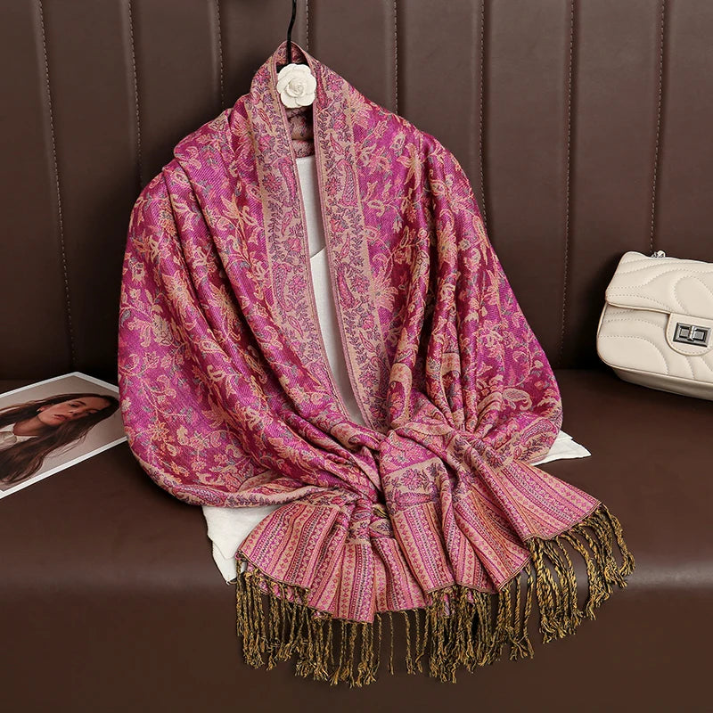 2024 Luxury Brand Cashmere Women Scarf Printed Winter Warm Shawl and Wraps Pashmina Bandana Long Jacquard Paisley Female Foulard