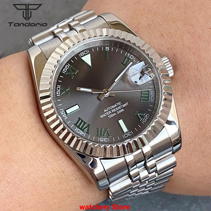 NEW Rose Gold 36mm 39mm Sunburst Grey Dial Dark Green Roman Numbers 200m Waterproof NH35 Automatic Men Watch Sapphire Glass