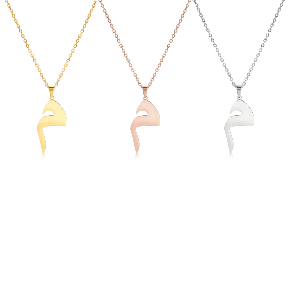 EUEAVAN Arabic Letter Pendant Necklace for Women Men Stainless Steel Arab Initial Alphabet Necklaces Lucky Amulet Muslim Jewelry