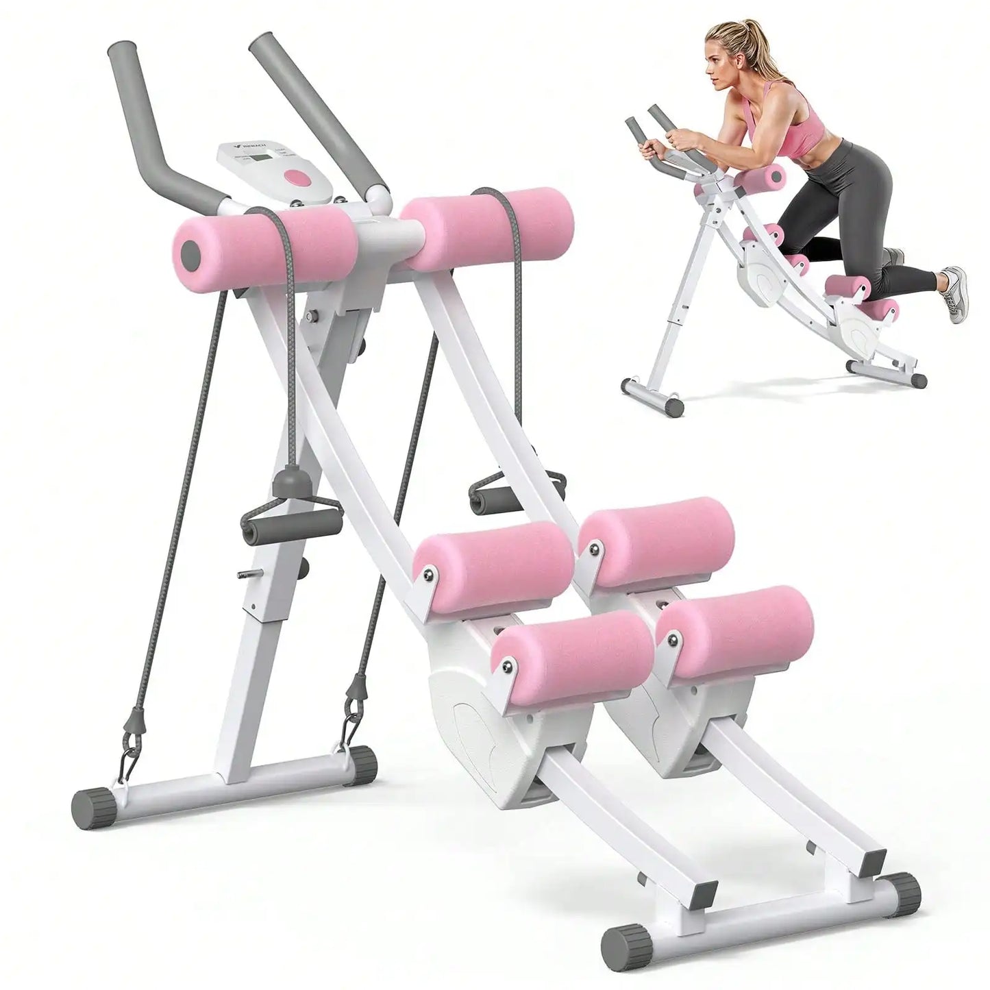 MERACH Ab Machine, Adjustable Ab Trainer Machine, AB Workout Equipment For Home Gym, Independent Dual Tracks For Mountain Climber, Foldable For Home Exercise, Load Capacity 440 LBS