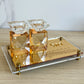 Custom Engraved Hebrew Crystal Shabbat Candlestick Set Gold Mirror Acrylic Tray Jewish Sabbath Candle Holder Judaica Gift