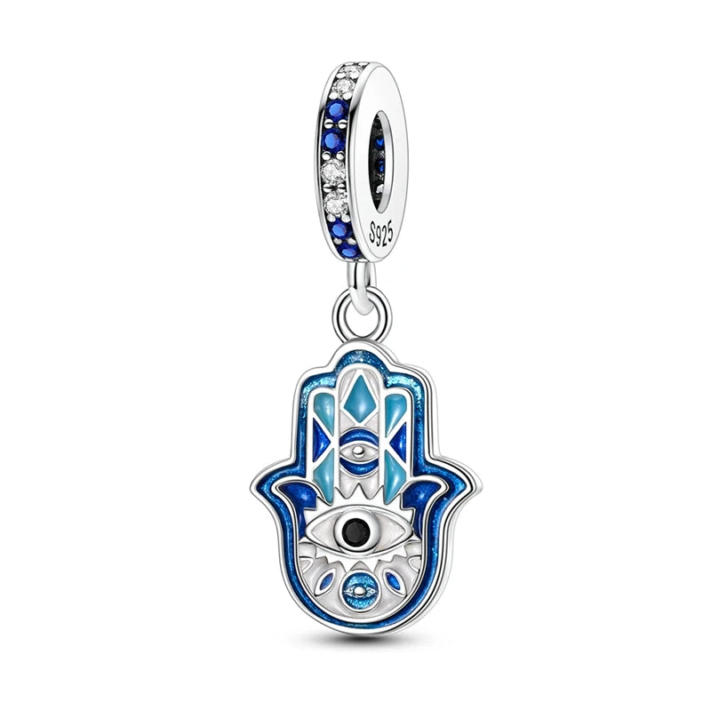 Hot Sales 925 Sterling Silver Charms Beads Devil's Eye Fatima's Hand Cross Beads Fit Original Bracelet Women DIY Jewelry Gifts