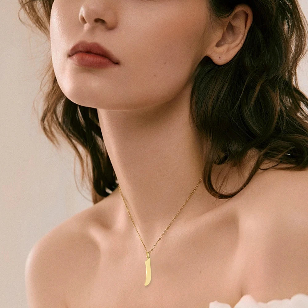 EUEAVAN Arabic Letter Pendant Necklace for Women Men Stainless Steel Arab Initial Alphabet Necklaces Lucky Amulet Muslim Jewelry