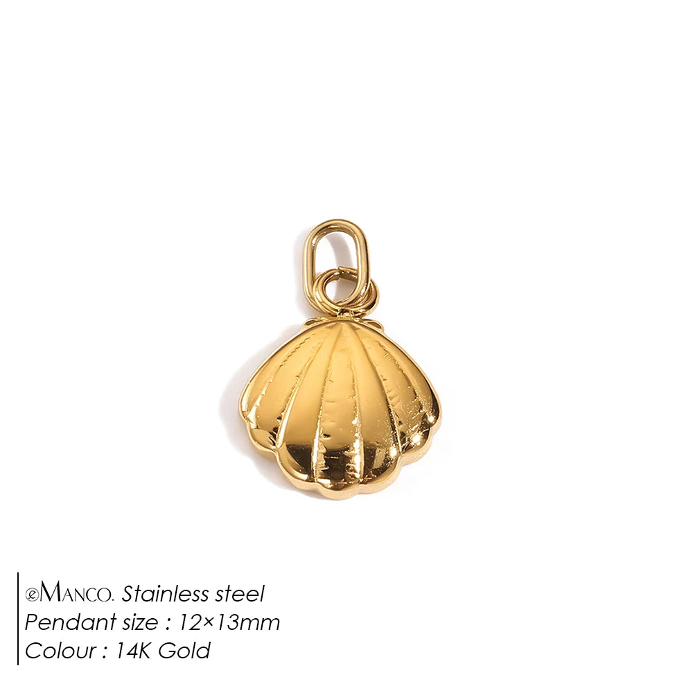 EMANCO Fashion Marine Animals Charms Shell Fish Tail Hippocampus Japonicus Stainless Steel Pendants for Jewelry Making Bulk