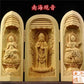 Solid Wood Carving Three Open Buddha Statue, Collapsible Sculpture, Living Room and Bedroom Decoration, Modern Art
