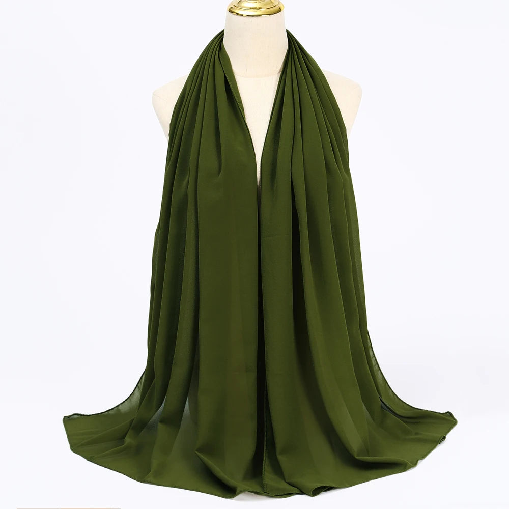 Muslim Chiffon Hijabs For Woman Long Solid Color Head Wrap For Women Shawls Scarves Ladies Muslim Veil Hijab