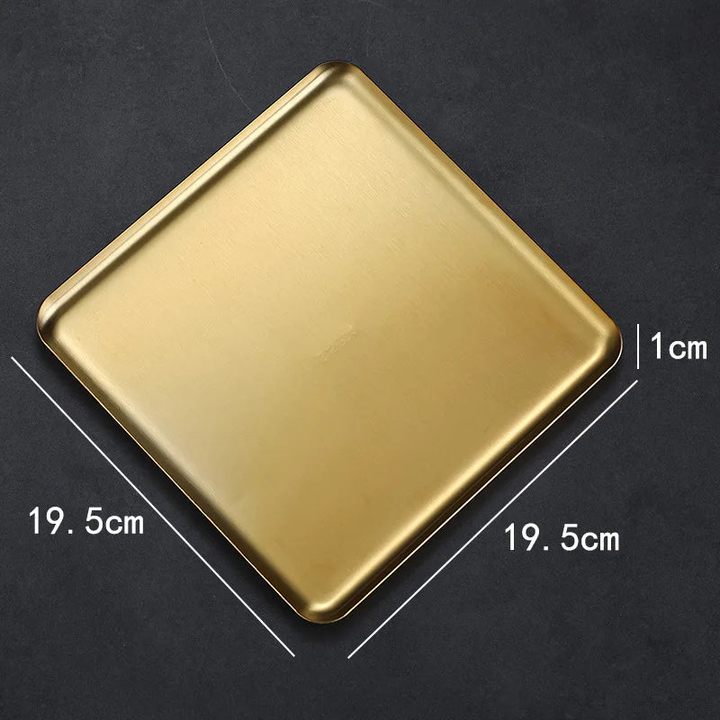 Rectangular 304 Stainless Steel Plate Barbecue Plate Hot Pot Buffet Tray Square Snack Dessert Trays Kitchen Cook Accessories