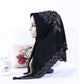 Muslim Square Scarf Women Fashion Rhinestone Hijab Arab Headwrap Turban Headband Pearl Chiffon Islamic Headscarf  Free Pin