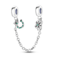 Silver Clasp 925 Sterling Silver CZ Pave Clip Charms Daisy Beads Stopper Safety Chain Fit Original Bangle Bracelet Jewelry Clips