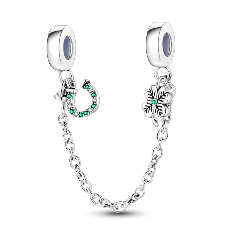 Silver Clasp 925 Sterling Silver CZ Pave Clip Charms Daisy Beads Stopper Safety Chain Fit Original Bangle Bracelet Jewelry Clips
