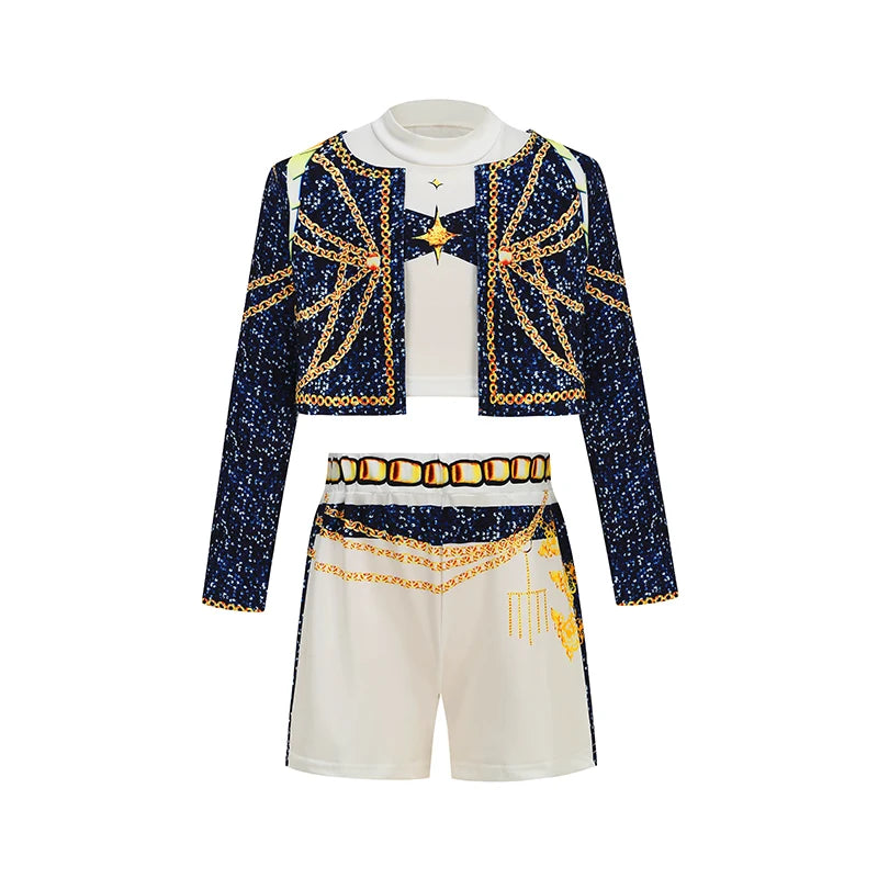 2026 Spring Summer Girl Cosplay Singer Fashion Clothes Stage Performance 3PCS Set Children Show Halloween Carnival Party Costume