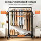 Heavy Duty Rolling Clothes Rack Metal Coat Hanger Stand Floor-Standing Bedroom Clothes Shelf Simple Rod Shoes Storage Organizer