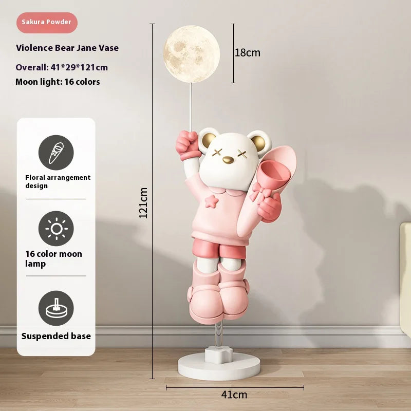 2024 New Violent Bear RGB Floor Light Living Room Bedroom Sofa TV Cabinet Decoration with Bluetooth Sound System Floor Light