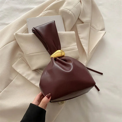 Personalized Soft Leather Clutch Bag Luxury Designer Women Pleated Mini Bucket Pouch Temperament Side Zipper Party Evening Bags