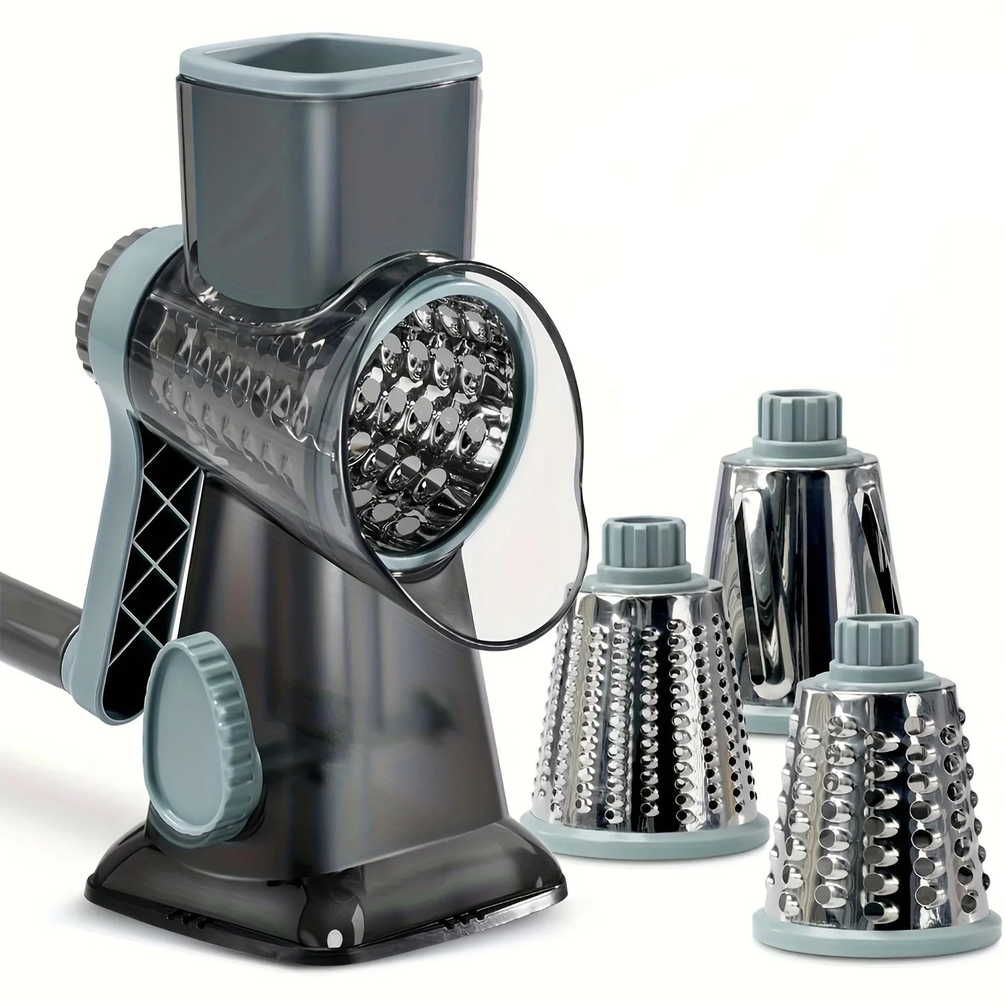 1Set 3 in 1 Rotary Cheese Grater Versatile Manual Vegetable Slicer Peanut Nuts Grinder Cheese Vegetable Shredder Clear JT242