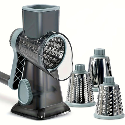 1Set 3 in 1 Rotary Cheese Grater Versatile Manual Vegetable Slicer Peanut Nuts Grinder Cheese Vegetable Shredder Clear JT242