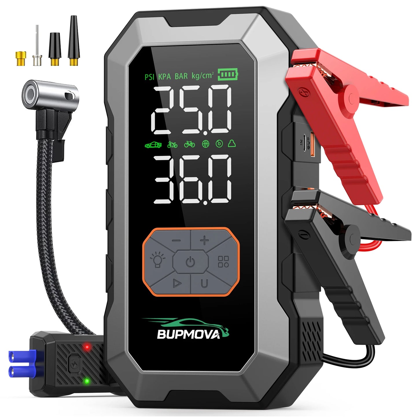 150PSI Air Pump Car Battery Emergency Boosters ,7000A/1500A PEAK Car Jump Starter Power Bank ,Portable Starting Device Car Starter New,Cars with USB Ports And LED Flashlight, 26800mAh/21800mAh Portable Car Jump Starter, Batte