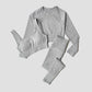 Women's Sportswear Yoga Set Workout Clothes Athletic Wear Sports Gym Legging Seamless Fitness Bra Crop Top Long Sleeve Yoga Suit