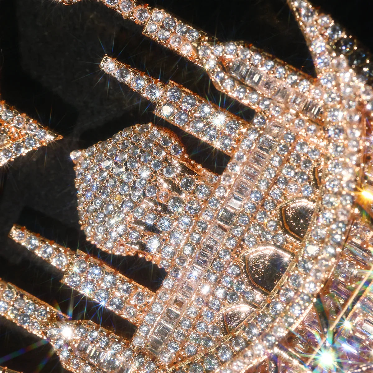 Iced Crescent Mosque Star Pendant Men Hip Hop Charm 18K Rose Gold Plated Full Paved CZ Bling Jewelry Islamic Muslim Religious Moon Cuban Link Chain Accessories Shiny Faith Statement For Rappers Club Urban Street Daily Fashion