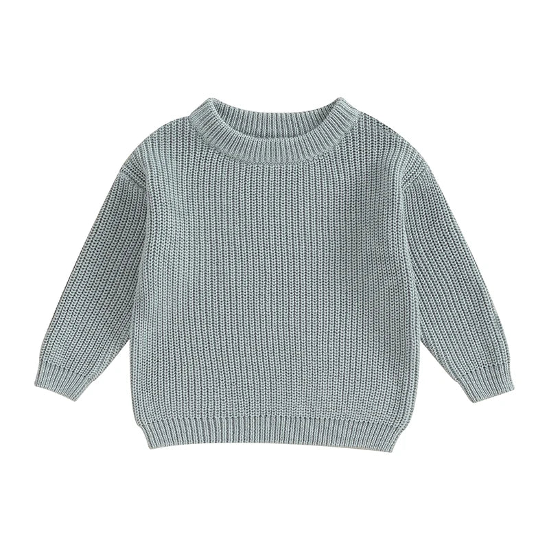 Suefunskry Newborn Baby Girl Boy Knitted Long Sleeve Autumn Winter Sweater Solid Loose Pullover Casual Tops Kids Clothes 0-5Y