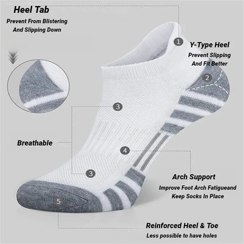 3 Pairs Ankle Athletic Running Socks Cushioned  Breathable Low Cut Sports Tab Socks For Men And Women