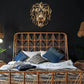 Gold Hollow Lion Head Statue Lion Head Shape Powerful Symbolism Lion Head Wall Mounted Resin Art Large Lion Head Sculpture