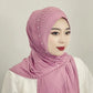 Convenient Instant Hijab Pullover Beaded Scarf Malay Shawl Women's Solid Color Headscarf (One Cap Gift)