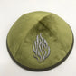 Judaical Velvet Kippah with Embroidery Of Fire for Men Yamaka Hat Kippot Royal Blue Grey 18cm