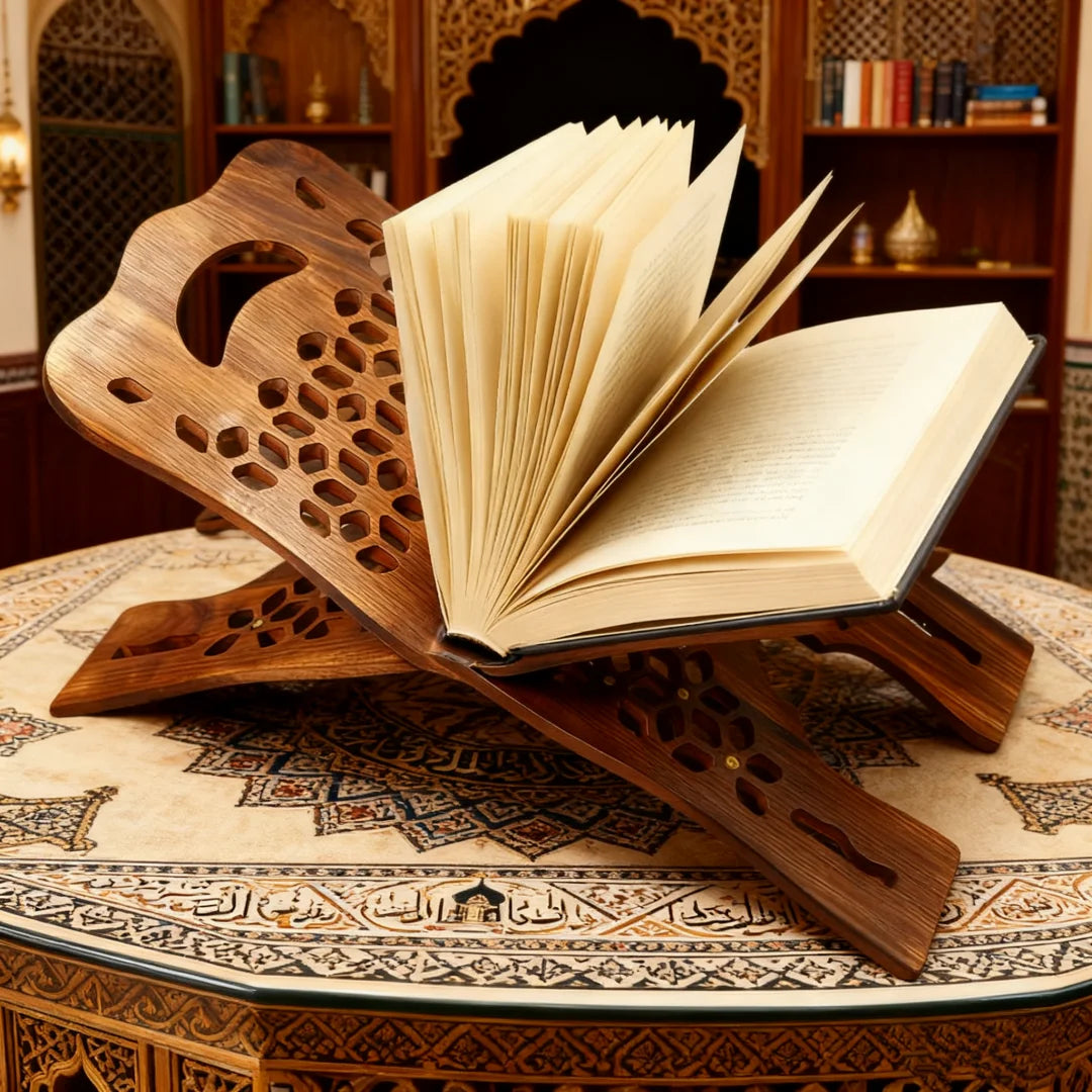 Muslim Al-Quran Handheld Book Stand Wooden Prayer Books Shelf for Koran Holy Bible Books Eid Ramadan Reading Shelf for Muslim