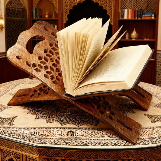 Muslim Al-Quran Handheld Book Stand Wooden Prayer Books Shelf for Koran Holy Bible Books Eid Ramadan Reading Shelf for Muslim