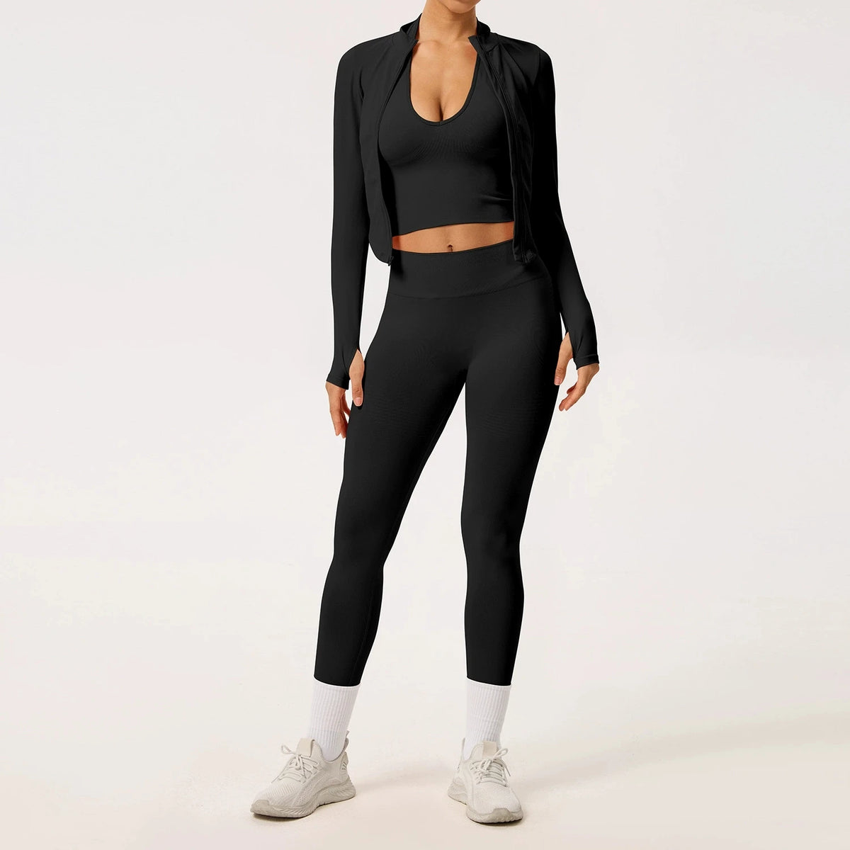 2/3PCS Yoga Set Women Gym Long Sleeve Sports Suits Fitness Bra Crop Top Workout Clothes Female Solid Seamless Legging Sportswear