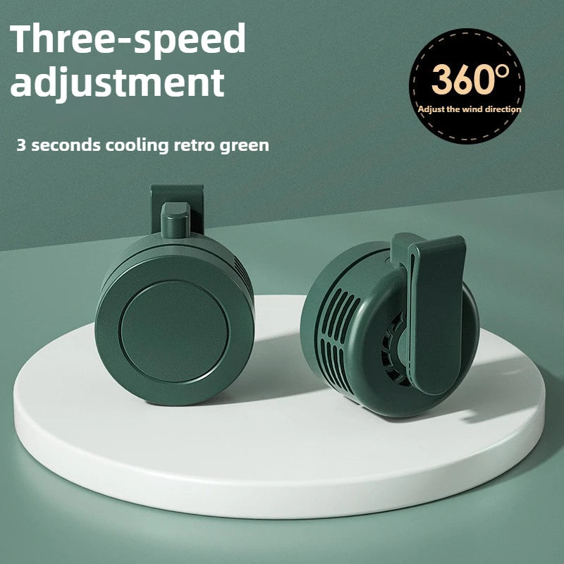 Mini Clip Fans Hanging Waist Neck Fan Girl Electric Air Cooling Fan 900mah USB Leafless Fan 3 Speeds Portable Cooler Air