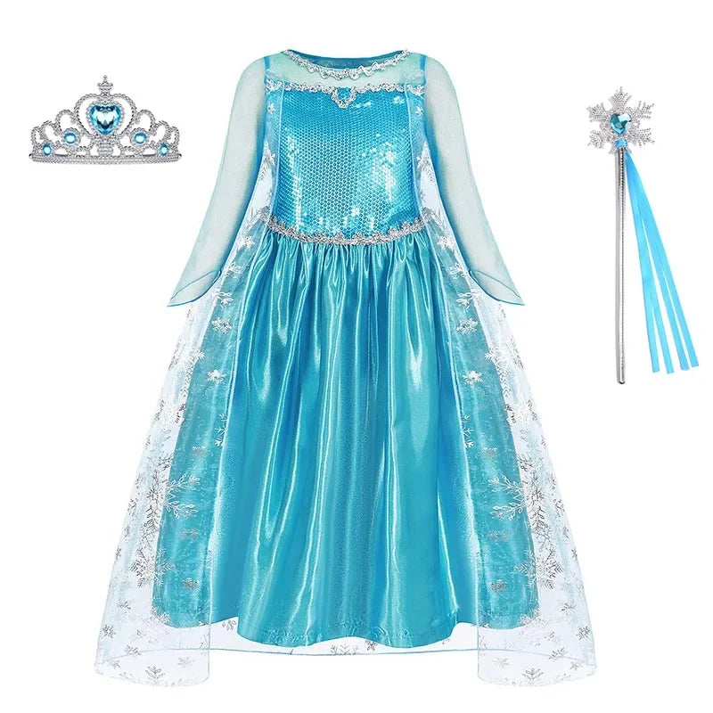 Girls Princess Dress Kids Birthday Cosplay Cinderella Snow White Aurora Rapunzel Halloween Costume Children Party Dresses