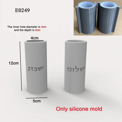 Silicone Mold For Shabbat Candle Holders Set,Handmade Concrete  Jewish Tealight Holders | Shabbat Candlesticks Gift Molds