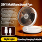 5000mAh Rechargeable 3 IN 1 Multifunctional Fan 4 Speed 90° Folding Wall Mounted Portable Fan with Warm Night Light