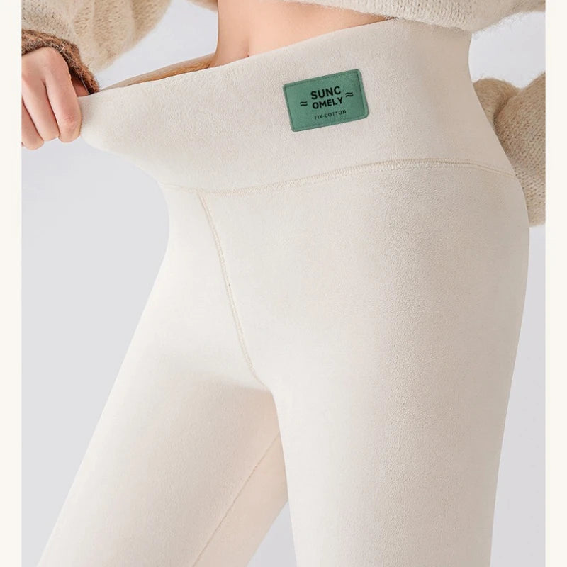 Plus Size Fleece Lined Leggings Women High Waisted Tights for Cold Winter Thermal Outdoor Wear Thick Ribbed Fashion Leggings