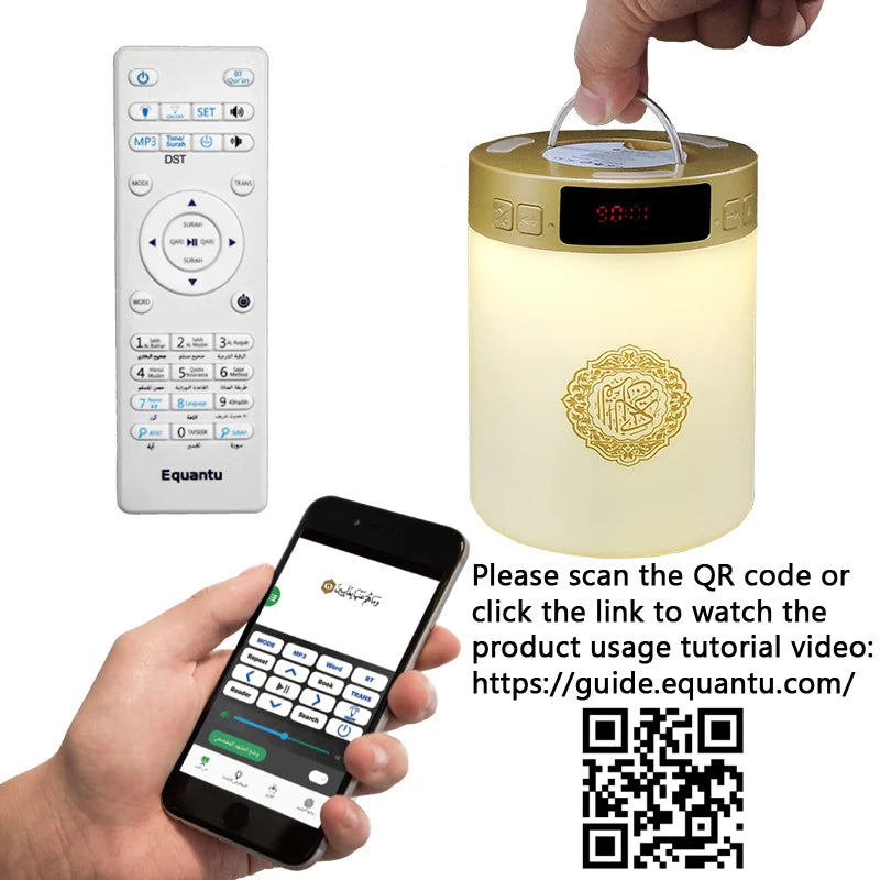 Azan Clock Quran Muslim Islamic Arab Koran Ramadan Bluetooth Speaker Wireless Portable Bright Lamp Holy Night Light Islam Arabic