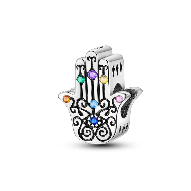 Hot Sales 925 Sterling Silver Charms Beads Devil's Eye Fatima's Hand Cross Beads Fit Original Bracelet Women DIY Jewelry Gifts