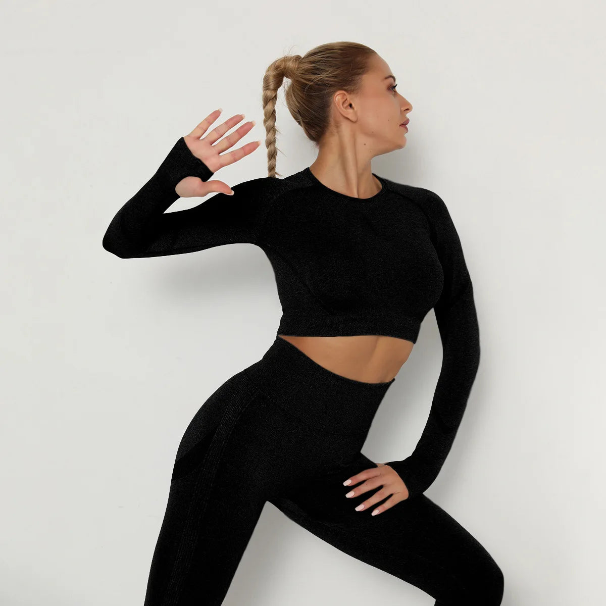 Solid Color seamless gym Yoga Set Legging +sport bra+short+long sleeves Tracksuit  Women Gym Suit Comprehensive Training Jogging