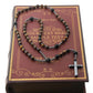 Natural Stone Africa Turquoise and Tiger-eye Beads Cross Pendant Necklace Rosary for Men and Women