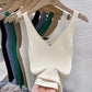 2026 Fashion Women Camisole Ice Silk Knit Tank Top Slim Fit Sleeveless Base Top Solid Color V-Neck Crop Top Casual Base Shirts