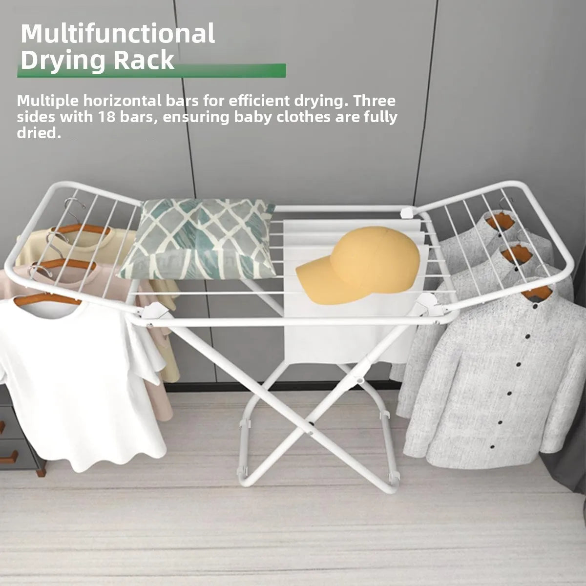 Simple Floor-Mounted Laundry Drying Rack Yangzi Footline Heater Balcony Stacking Easy-To-Use Clothes Drying Rack Home Use